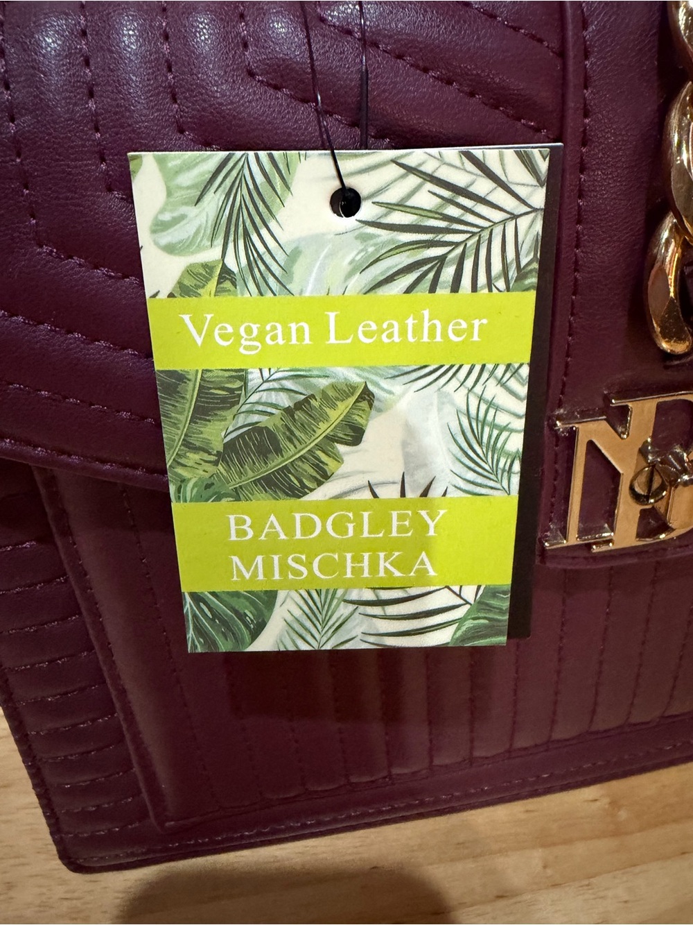 NWT Badgley Mischka BM-4180 Plum Quilted Vegan Leather Crossbody Bag MSRP $179 ๐ - Picture 2 of 10